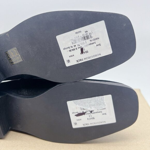 TORY BURCH Everly Ankle Boots Gold Logo Black Suede Side Zip US 7.5 $438 - Picture 11 of 11